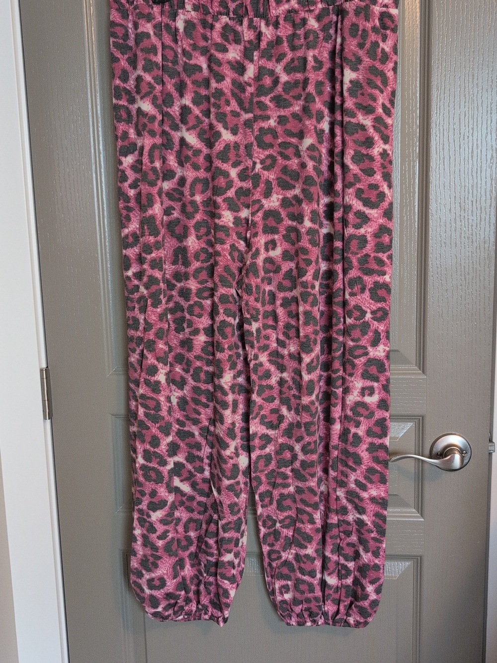 Zenana Outfitters Pink and Dark Gray Leopard Print Lounge Pants